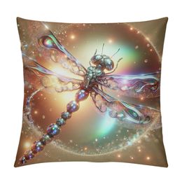 Dragonfly,Fantasy Green Dragonfly Throw Pillow Covers Decorative Square Pillowcase Cushion Covers for Sofa Couch Living Room Bedroom