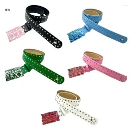 Belts X5QE Aesthetic Letter Pin Buckle Belt Metal For Women Elegant Pants Waistband Eye Catching Waiststrap