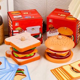 Kitchens Play Food Kitchens Play Food Childrens simulation hamburger sand set with wooden matching columns food cutting kitchen utensils daily toys gifts WX5.28