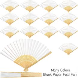Decorative Figurines 10 Pcs Bulk Set Chinese Blank Paper Fold Fan Folding Hand Held Mini Foldable Colour For Kids DIY Party Wedding
