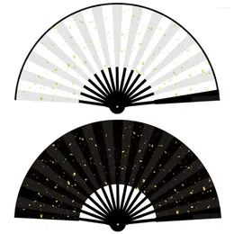 Decorative Figurines Large Chinese Silk Folding Fans For Dancing Costume DIY Paintings Calligraphy High End Black Bamboo Bone Hand Fan