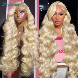 Rosabeauty 30 40 Inch HD Body Wave 613 Blonde Transparent 13x6 Lace Front Human Hair Wigs 13X4 Frontal Remy Hair Wig For Women