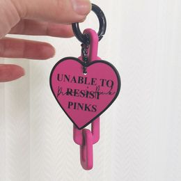 Fashion Hot Pink Heart Car Keychains Girls Gifts Car Keyring Chains Leather Black Pink Bag Charm for Lover Ladies