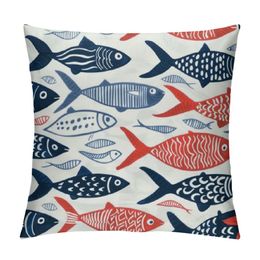 Fish Throw Pillow Covers Home Decor , Fish Decorative Pillowcase Cushion Cover Soft Durable for Bed Sofa Couch