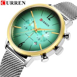 CURREN Hot Fashion Sport Men Watches Top Brand Luxury erkek kol saati Quartz Wrist Watch Chronograph Steel Band Clock 244e
