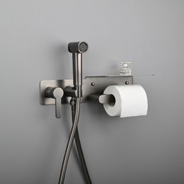 Gun gray Bidet Sprayer wall shower Hot And Cold bidet set Bathroom Solid Brass Shattaf Shower bidet Faucet mixer bidet tap