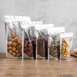 TETP 50Pcs Transparent & Aluminium Film Food Bags Home Travel Nuts Handmade Snack Tea Dried Fruits Candy Packaging Zipper Pouch