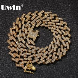 Uwin Drop Shipping Fashion Iced Prong Cuban Link Catene Collane 15mm Mutil Blu Blue Rhinestones Hiphop Gioielli Hiphop Mens T200824 248N