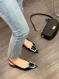Pointed Sandals Buckle Toe Metal Ladies Slingback High Heels Ankle Strap Pumps Shallow Shoes for Women Za e91