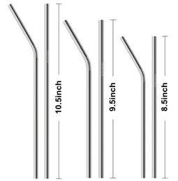 8595105Inch 304 Stainless Steel Metal Drinking Straw StraightBent Reusable Bar Accessories Drinking Straws4647543