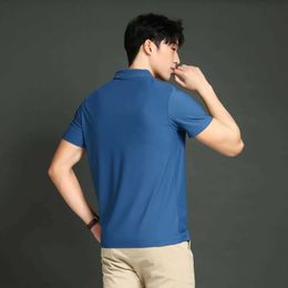 Men's Polos For 2024 Summer High Quality No Trace Breathable Fashion Short Sleeves Black Blue Nylon ICE Silk POLO Shirts z2405291GWI
