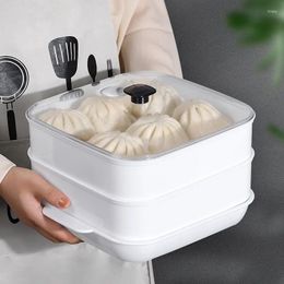 Double Boilers Single/Double Layer Plastic Food Steamer With Lid Microwave Oven Dumplings Rice Cooker Steaming Grid Tray Kitchen Accessories