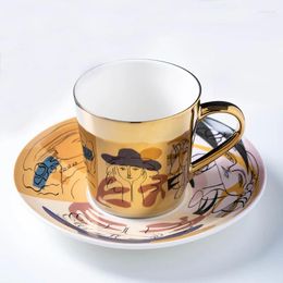 Mugs 250ML Reflection Ceramic Coffee Cup Home Drinkware Silver Mug Creative Surprise Gift For Friends English Tea Set