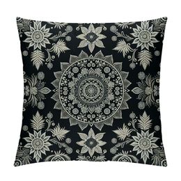Decorative Throw Pillow Covers Rhombic Jacquard Pillowcase Soft Square Cushion Case for Summer Couch Sofa Bed Bedroom Living Room, Black