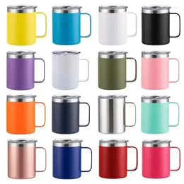 Water Bottles 360ml 12oz Handle Mug Office Coffee Insulated Tumbler Double Wall Food Grade Stainless Wteel BPA Free ECO-friendly