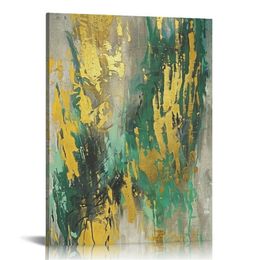 Abstract Green and Gold Canvas Wall Art Abstract Canvas Painting for Living Room Green Modern Art Prints Grey Green Gold Abstract Artwork Abstract Gold me