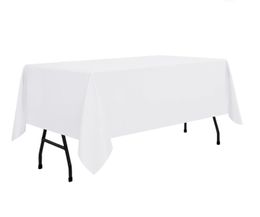 Polyester White Tablecloth Stain Wrinkle Rectangle Washable Table Cover Resistant for Dining Wedding Banquet Party Decor 240529