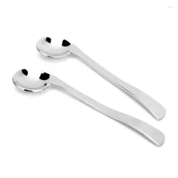 Coffee Scoops Kitchen Coffeeware Stainless Steel Round Mirror Head Note Spoon 2pc/lot