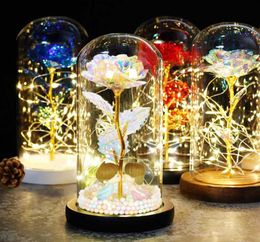 Eternal Rose Flower LED Light Flashing Flowers In Flask Glass Dome Valentine039s Day Gift Wedding Decoration Valentines Mariage7372741