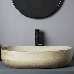 Nordic Design Ceramics Bathroom Sink Household Bathroom Fixture Washbasin Cement Grey For American Country Countertop Sink