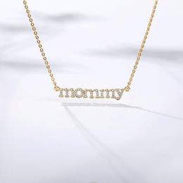 Neue personalisierte Mommy Brief Zirkon Halskette Anhänger für Frauen Kristall Halskette Kette Schmuck Muttertag Geburtstag Beste Geschenke 291g