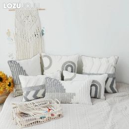 Pillow LOZUJOJU Nodic Simple Modern White Grey Couch Cover Throw Case Decorative Covers 30x50cm/45x45cm