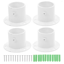 Shower Curtains 4 Pcs Stainless Steel Hanging Rod Bracket Curtain Holders Closet End Supports Cloth Socket Flange Clothes Rail Seat