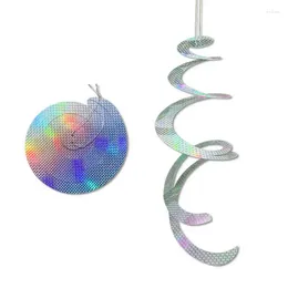 Garden Decorations Wind Spinner Pet Elastic Lanyard Spiral Laser Thickening Reflective Decoration Bird Scare Strong Flash Repellent