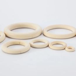 Unfinished Wooden Rings Multiple Sizes Solid Color Natural Wood Circle Rings for Craft Jewelry Decorative Wooden Hoops