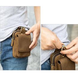 Waist Bags Leather Packs For Men Vintage Small Fanny Pack Belt Phone Bag Male Fashion Hook Loops Bum Man4880310