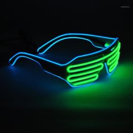Sunglasses Emazing Lights 2-Color EL Wire Neon LED Light Party DJ Up Bright Shutter Shaped Glasses Rave Sunglasses1 288t