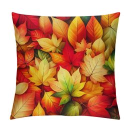 Maple Leaf Pillows Fall Throw Pillow Cover Autumn Leaves Maple Tree Pillow Case Canvas Square Cushion Decorative Cover Happy Father's Day for Sofa Bedroom Orange