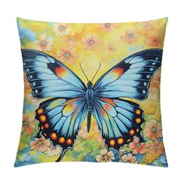 Butterfly Pillow Case Cushion Cover Abstract Throw Pillow Cover Modern Art Decorative Throw Pillowcase for Sofa Romantic Colourful Cushion Case Bedroom