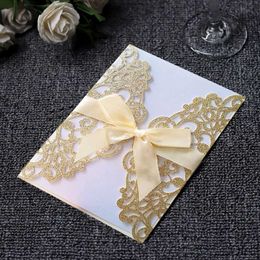 Gift Cards 10pcs Laser Cut Wedding Invitations Cards Tags Vintage Wedding Bridal Gift Greeting Card Event Party Birthday Deccor Supplies d240529