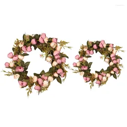 Decorative Flowers Artificial Rose Flower Wreath With Elegant For Front Door Wedding Birthday Party Wall Window Home Decor