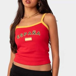 Women's T-Shirt Summer Backless Cute Spanish Printed Tank Top Womens Fairy Retro Crop Womens T-shirt Y2K Clothing S2452811