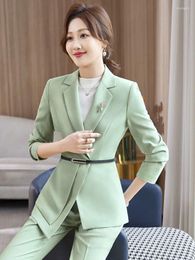 Women's Two Piece Pants Slim Suits For Women 2024 Fashion Office Ladies Long Sleeve Turn Down Collar Blazer Chic Vintage Pant