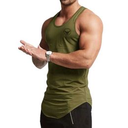 Men's Tank Tops Cotton Summer Fitness Sports Tank Top Mens T-shirt Comfortable Bottom Sports Shirt Sportswear Y240522