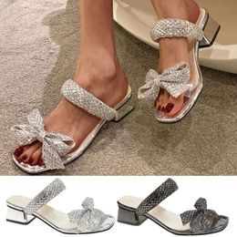 Women Sandals Fashion Breathable Lace Up Shoes Rhinestone Bowknot Chun 16e