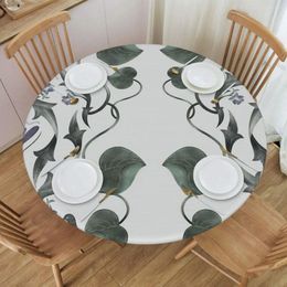 Table Cloth Leaves Pattern Round Greaseproof Home Decor
