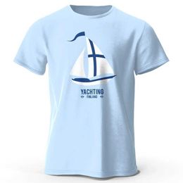 Men's T-Shirts Mens yacht graphic printed T-shirt 100% pure cotton vintage top summer oversized style womens T-shirt S2452906