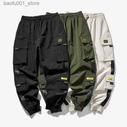 Men's Pants New Workwear Pants MenS Cargo Pants Casual Hip Hop Hit Colour Multiple Pockets Trousers Streetwear Sportswear Sweatpants Q240529