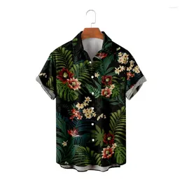 Men's Casual Shirts Hawaiian Style Shirt 3D Plants Print Short Sleeve Streetwear Vintage Beach Clothing Fashion For Men