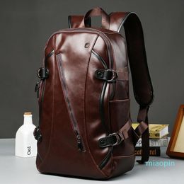 Men Vintage Backpack Comfortable Laptop Backpack Designer School Bag Male PU Leather Travel Bags Large Capacity Rucksack Bag 301e