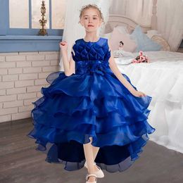 Girl's Dresses Flower Boy Cake Fluffy Design Girl Tail Princess Dress Perfect for Party and Banquet Aged 4-12 H240529 QYAE