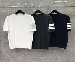 Men Crew Neck Oversized T shirt Summer Fashion Designs Browne Men039s Clothing Ice Silk Short Sleeve Engineered 4Bar Stripe Ca7204235