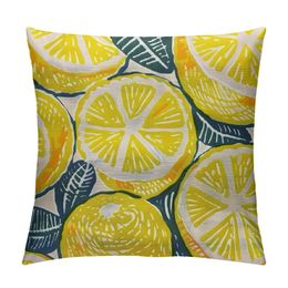 Pillow Cover Lemon Fruit Yellow Summer Design Home Decor for Sofa Livingroom Couch Bed Decorative Throw Pillow Case Gift