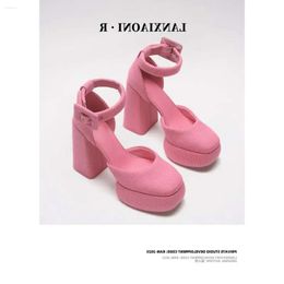 Sandals Heels Women's with Buckle Strap Lace Designer Sandalias De d52