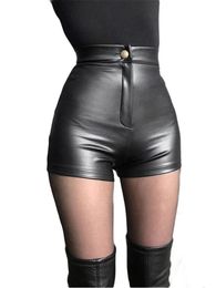 Sexy Black PU Fashion Casual Summer Shorts Women Clothing Faux Leather Goth High Waisted Womens Shorts Y2k Woman Short Pants 240529