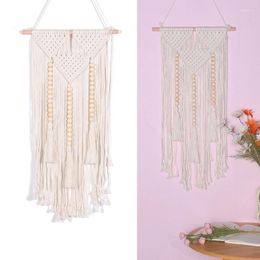 Tapestries Hand-woven Macrame Wall Hanging Tapestry With Tassels Beads Bohemian Craft Decoration For Home Bedroom Wedding Party 40JE